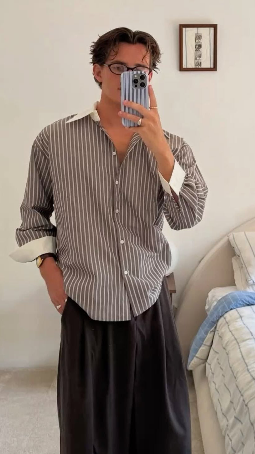 Novio pin striped shirt espresso