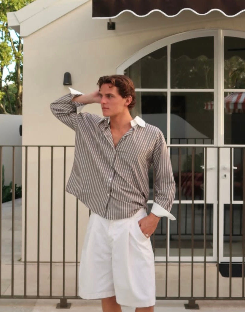 Novio pin striped shirt espresso