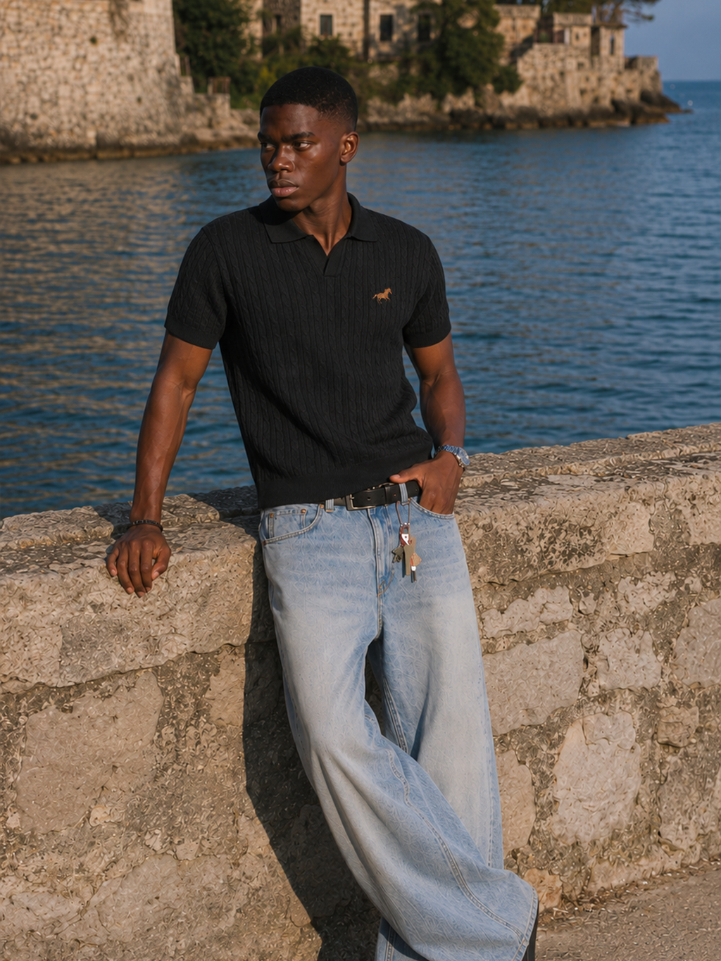 Hombré noir - cable knit polo 11 am 0.1