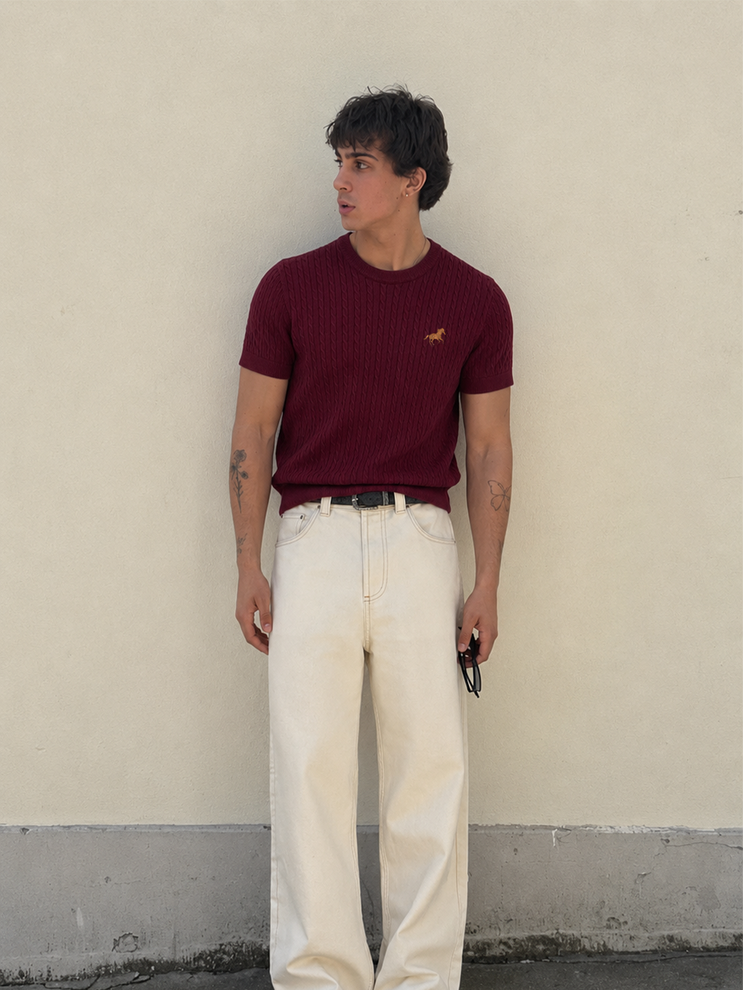 Hombré burgundy - cable knit tee 11 am 0.3