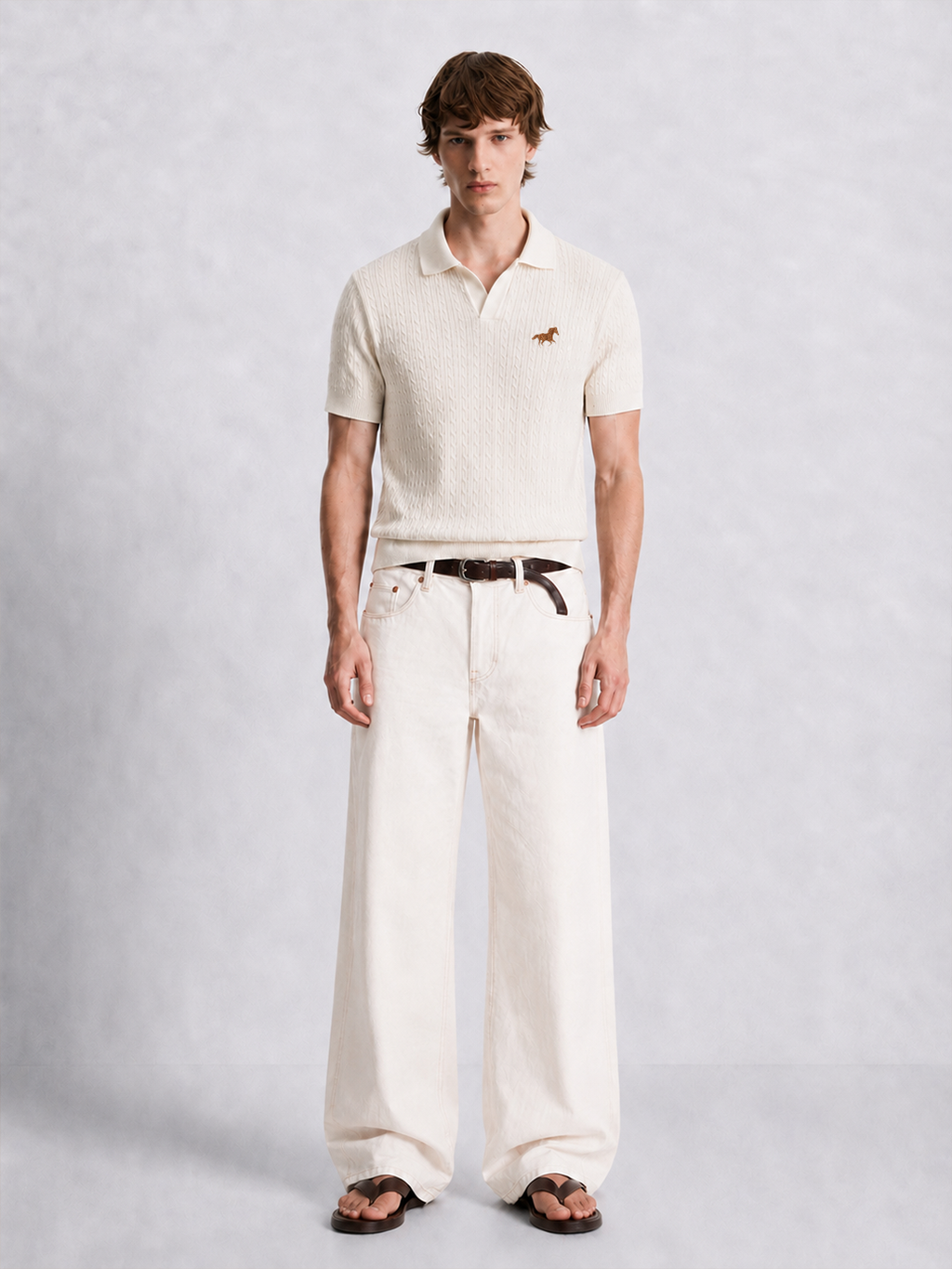 Hombré Ivory - cable knit polo 11 am 0.1