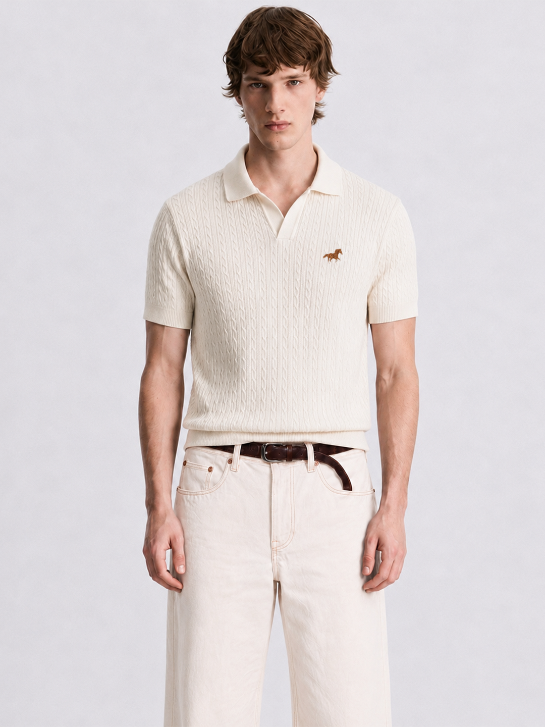 Hombré Ivory - cable knit polo 11 am 0.1