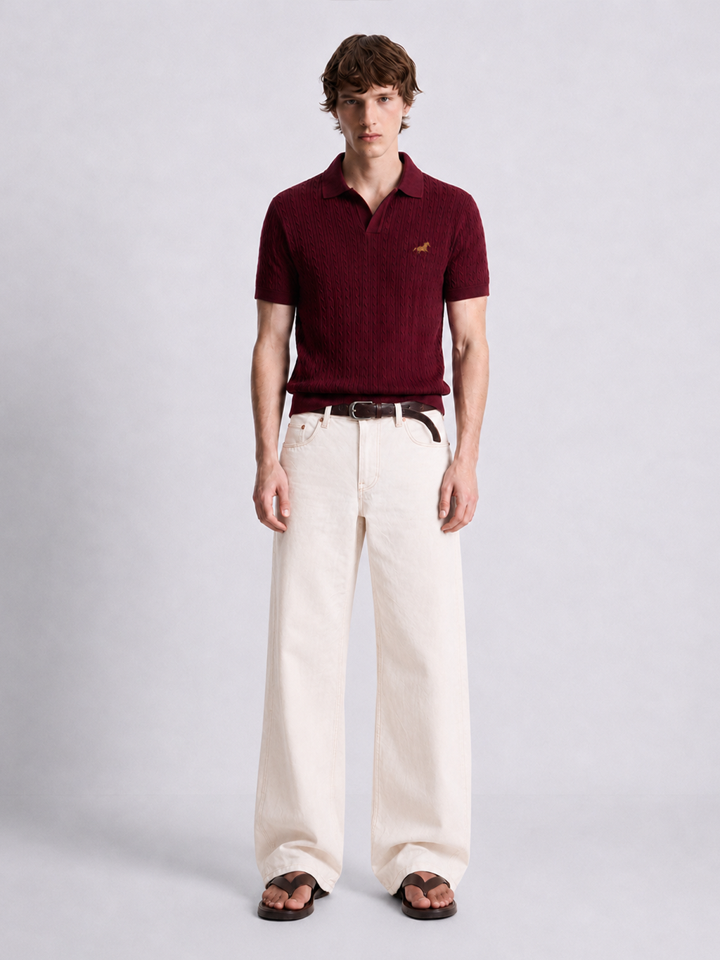 Hombré burgundy - cable knit polo 11 am 0.1