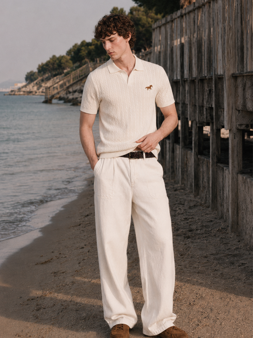 Hombré Ivory - cable knit polo 11 am 0.1