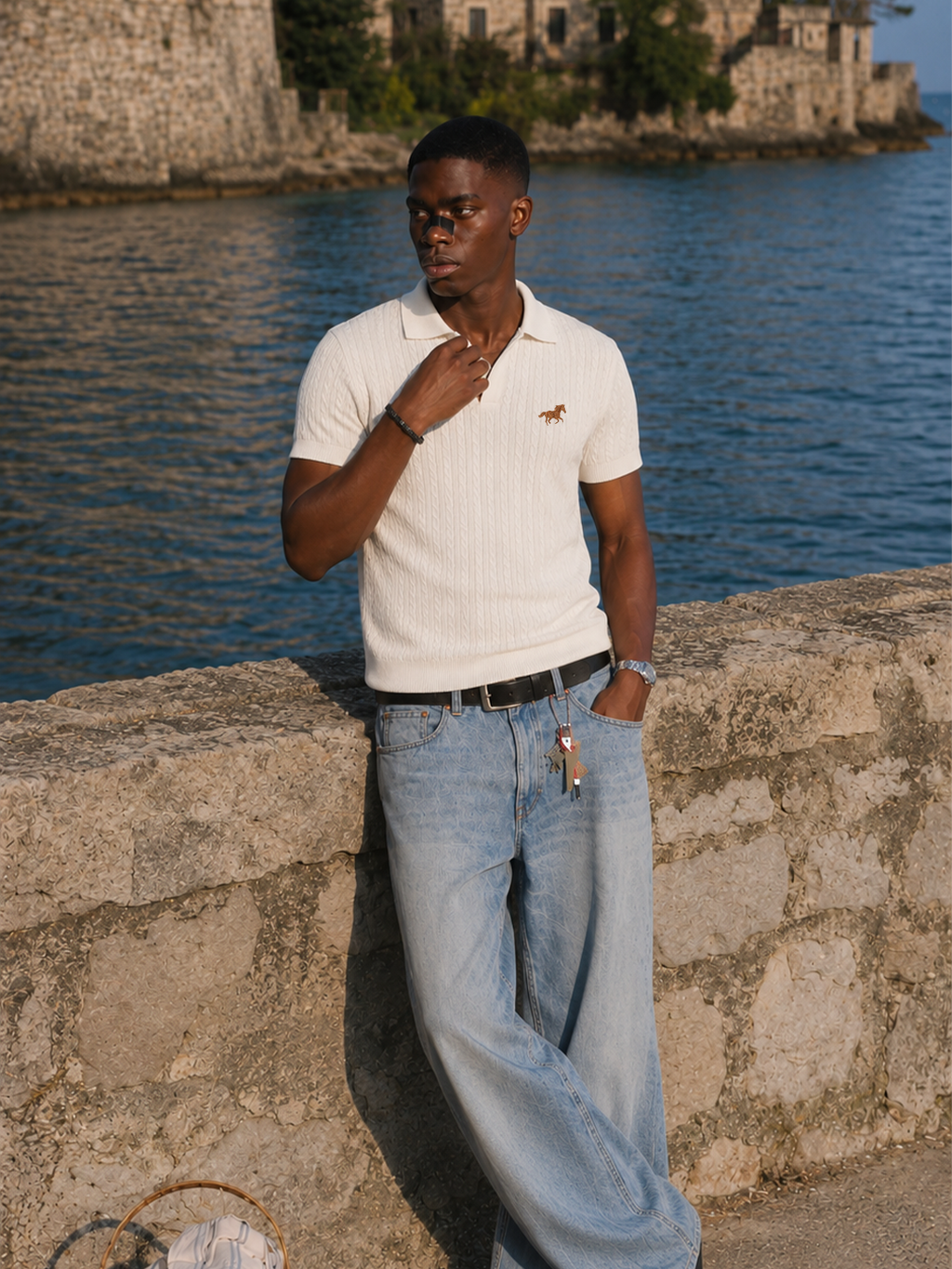 Hombré Ivory - cable knit polo 11 am 0.1