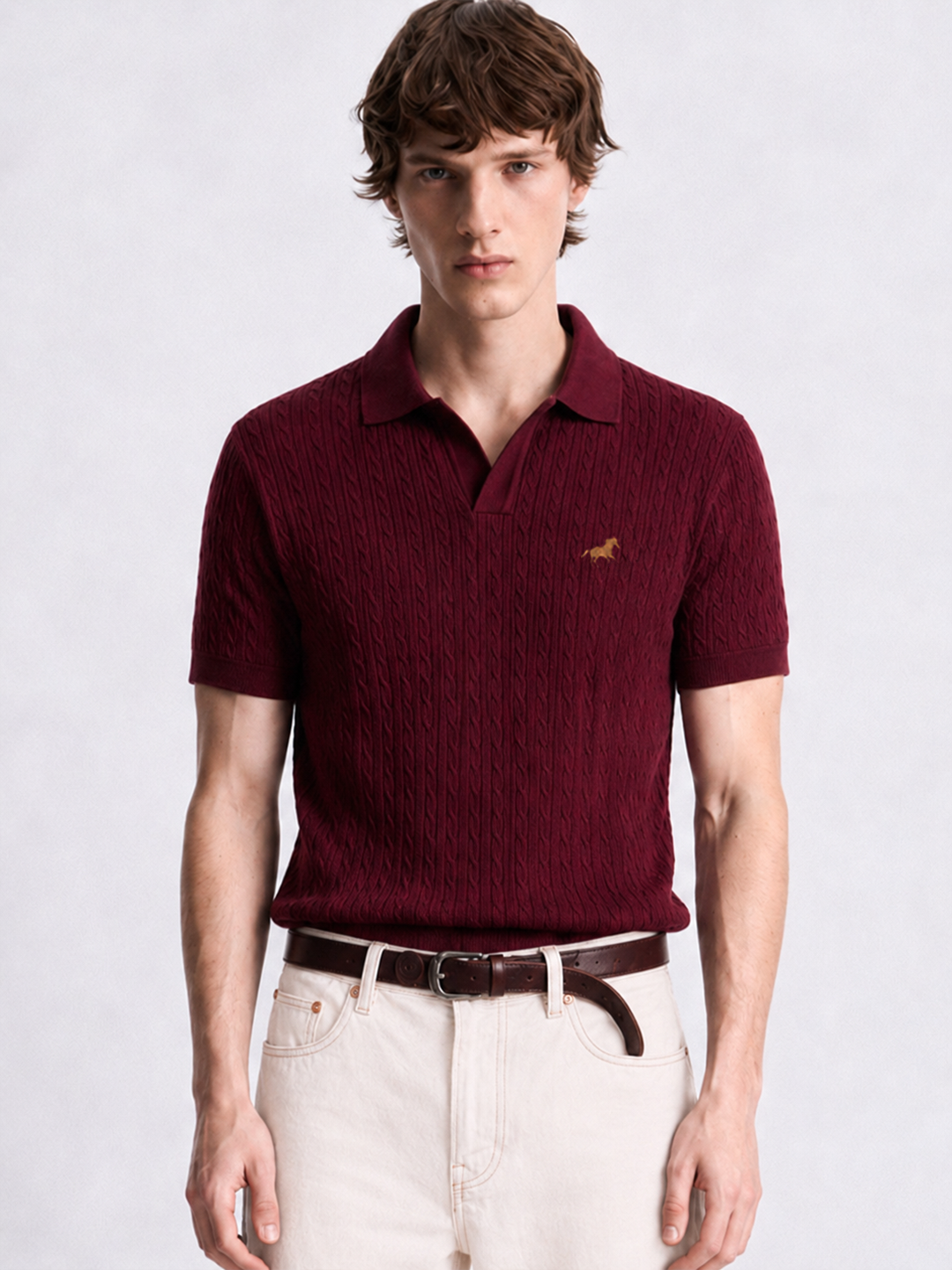 Hombré burgundy - cable knit polo 11 am 0.1