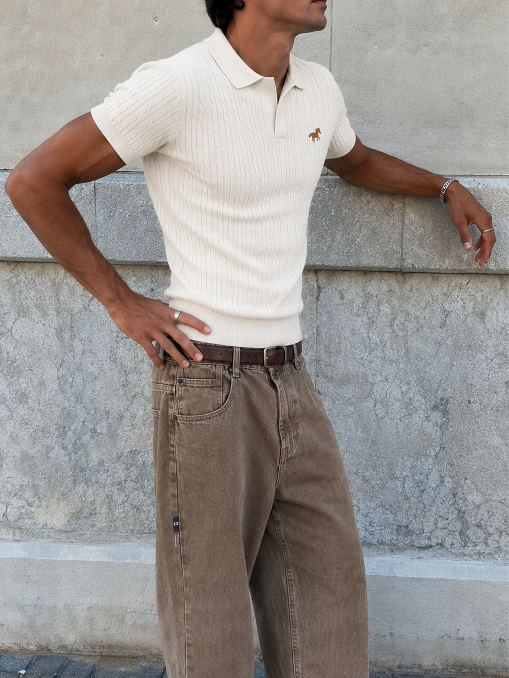 Hombré Ivory - cable knit polo 11 am 0.1