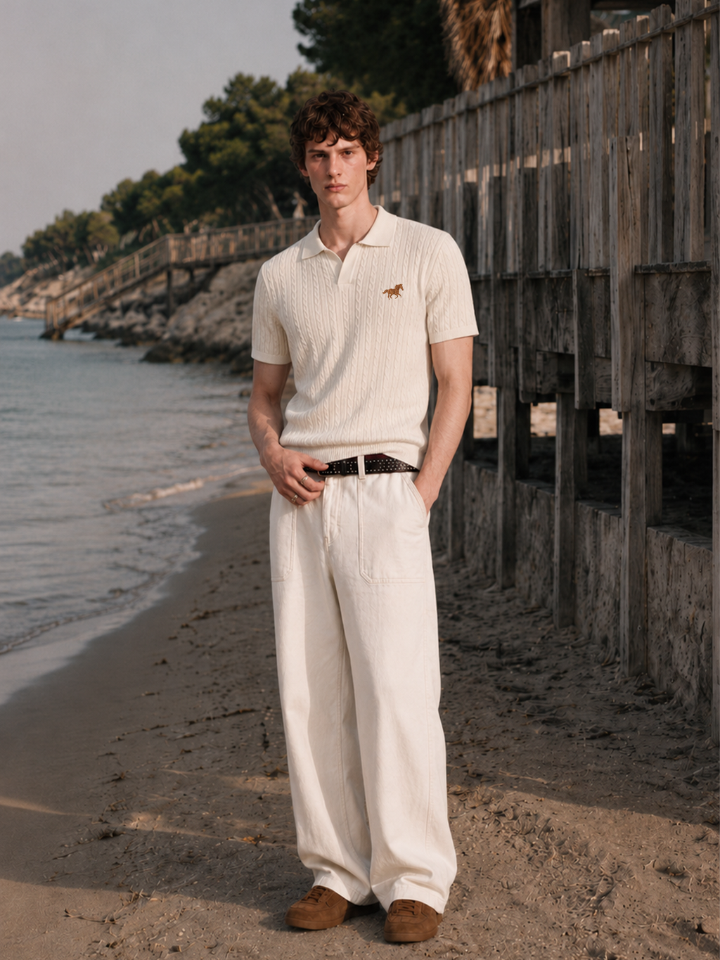 Hombré Ivory - cable knit polo 11 am 0.1