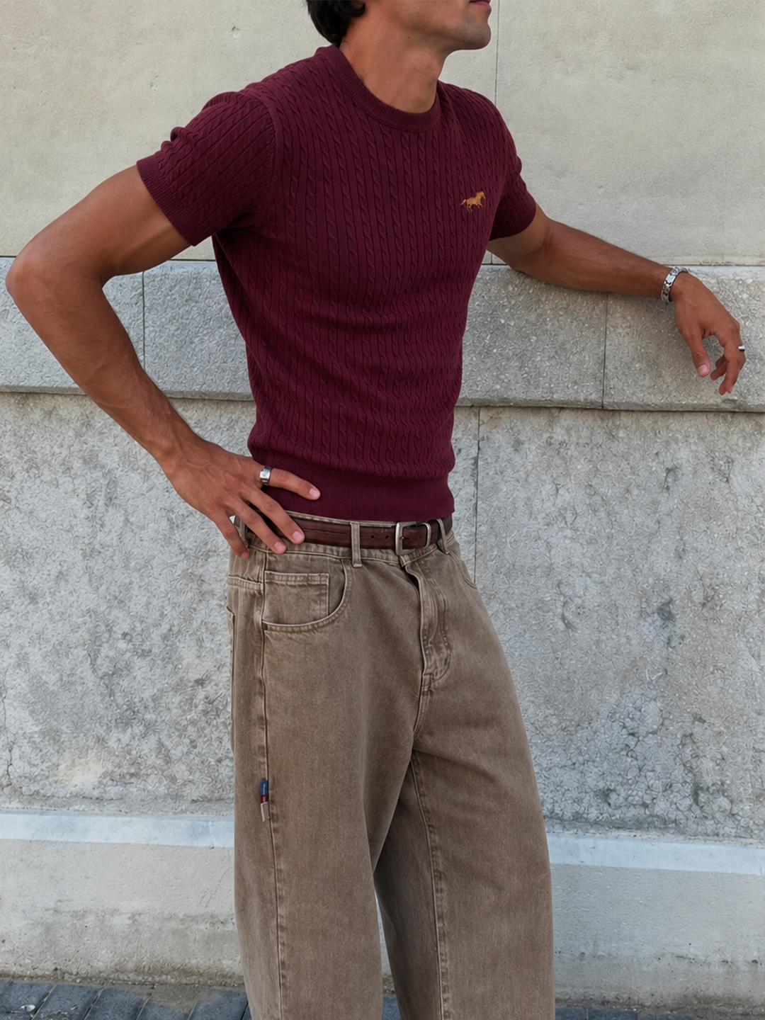 Hombré burgundy - cable knit tee 11 am 0.3